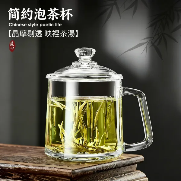 帶蓋泡茶杯加厚耐高溫大容量水晶把杯待客家用男士辦公室喝茶水杯 商品圖片 1