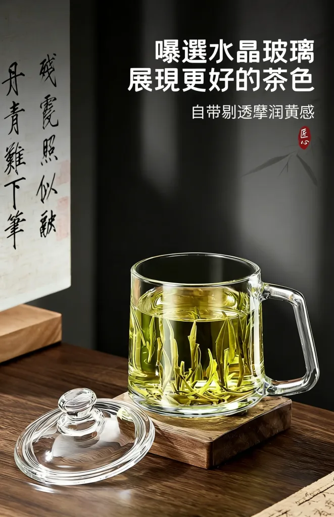 帶蓋泡茶杯加厚耐高溫大容量水晶把杯待客家用男士辦公室喝茶水杯 - 4
