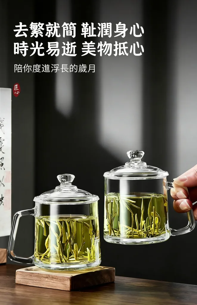 帶蓋泡茶杯加厚耐高溫大容量水晶把杯待客家用男士辦公室喝茶水杯 - 7